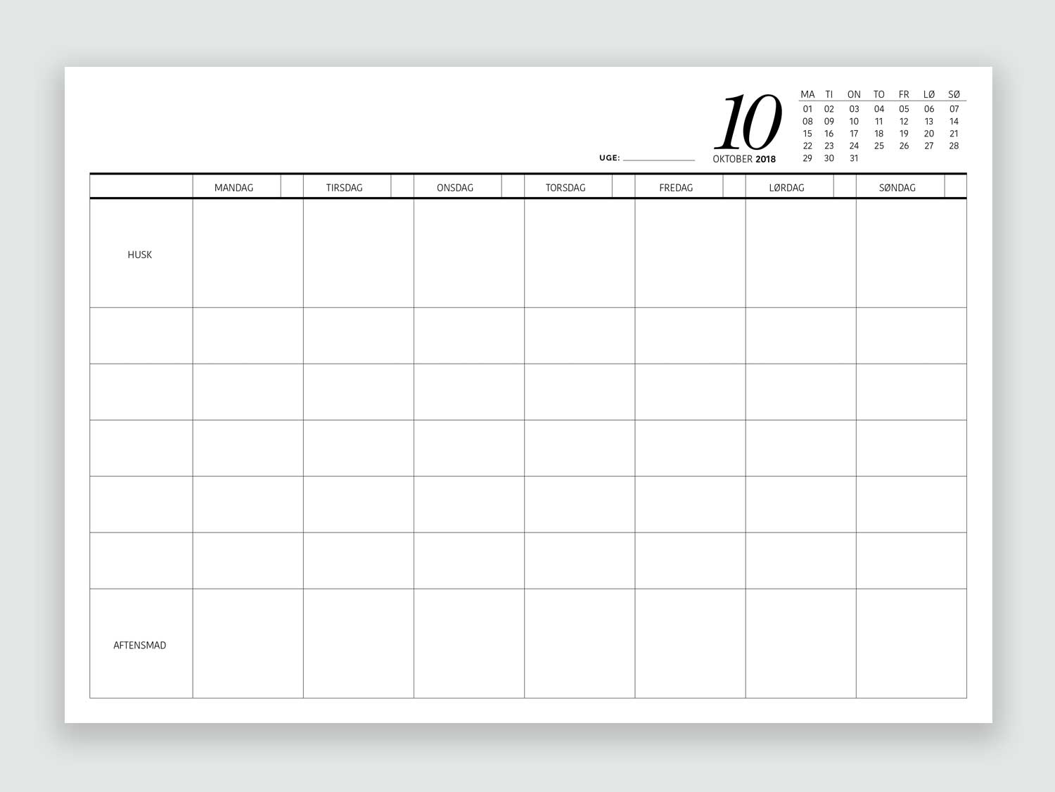 → Familiekalender print-selv kalender | har sine egen felter